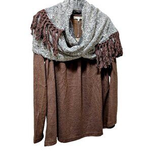 Long Sleeve Sweater Top with Scarf NWT